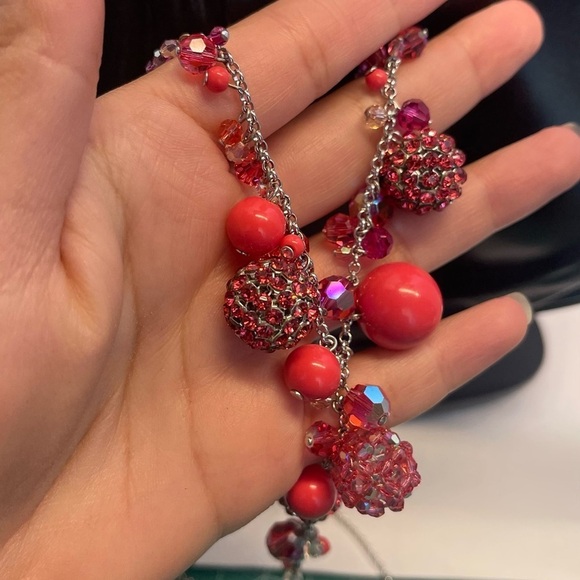 Pink Swarovski RARE crystal silver tone necklace - Picture 5 of 11